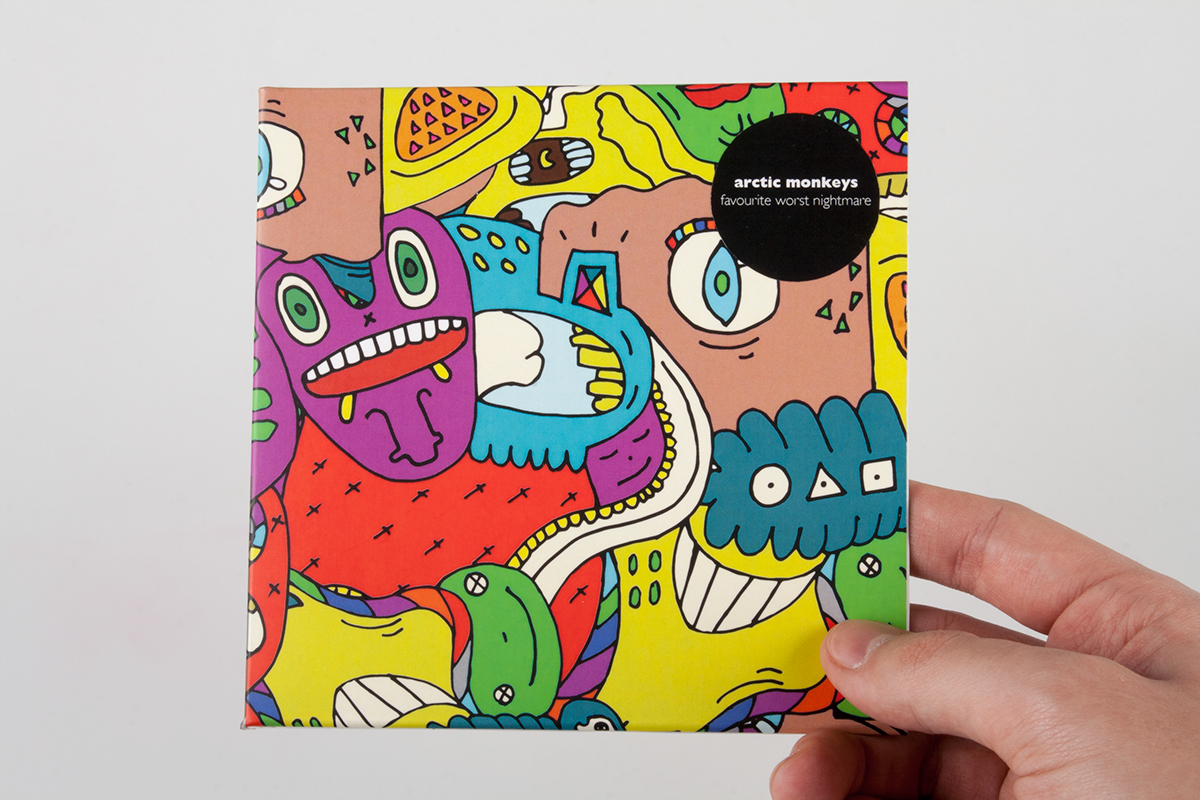 cd illustration arctic monkeys Favourite Worst Nightmare psychedelic psychedelic figure album cover design