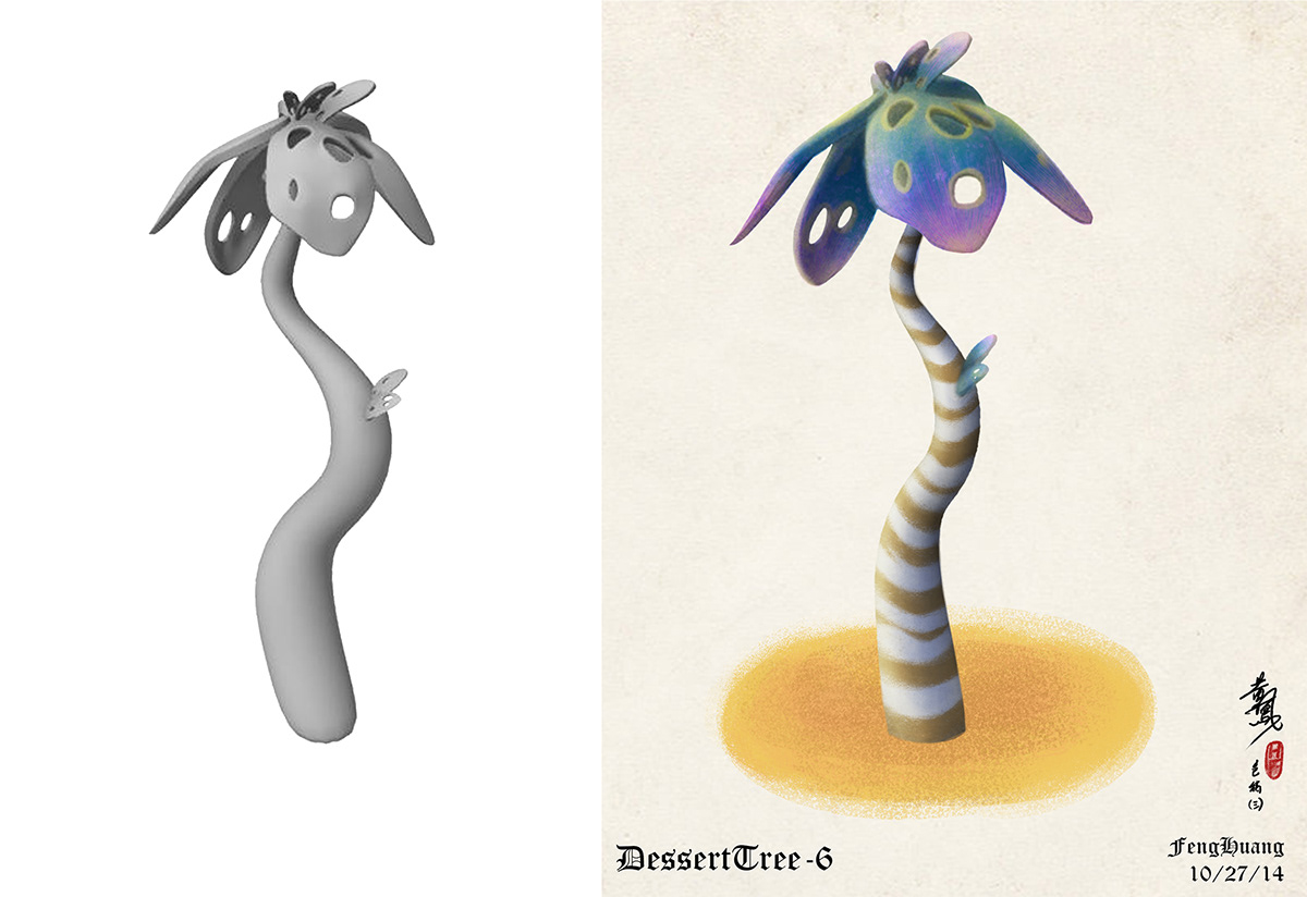 concept art design illustration design game pops background design Feng Huang SCAD 3D trees