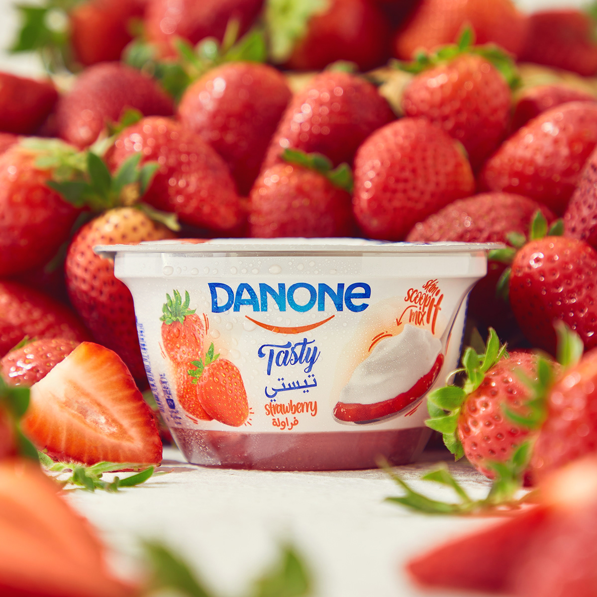 Danone yogurt milk Dairy food photography Fruit lifestyle photoshoot