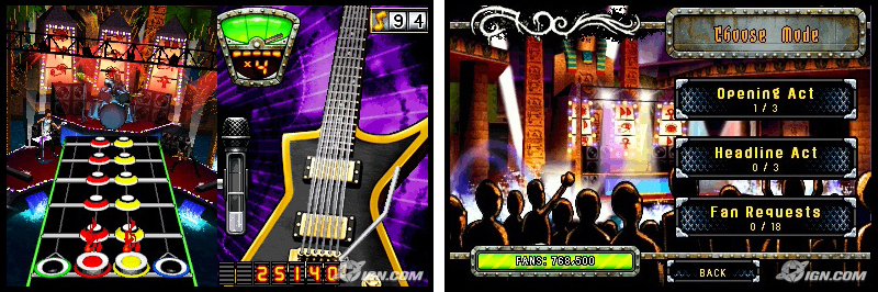 game video game Nintendo handheld Guitar Hero environments venues effects