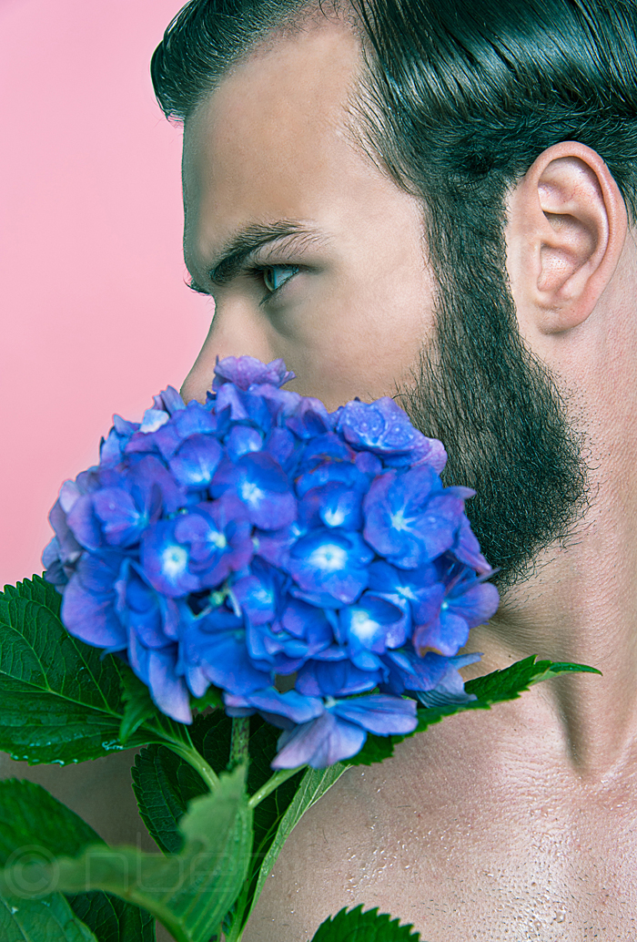 Male Editorial Flowers beauty portrait
