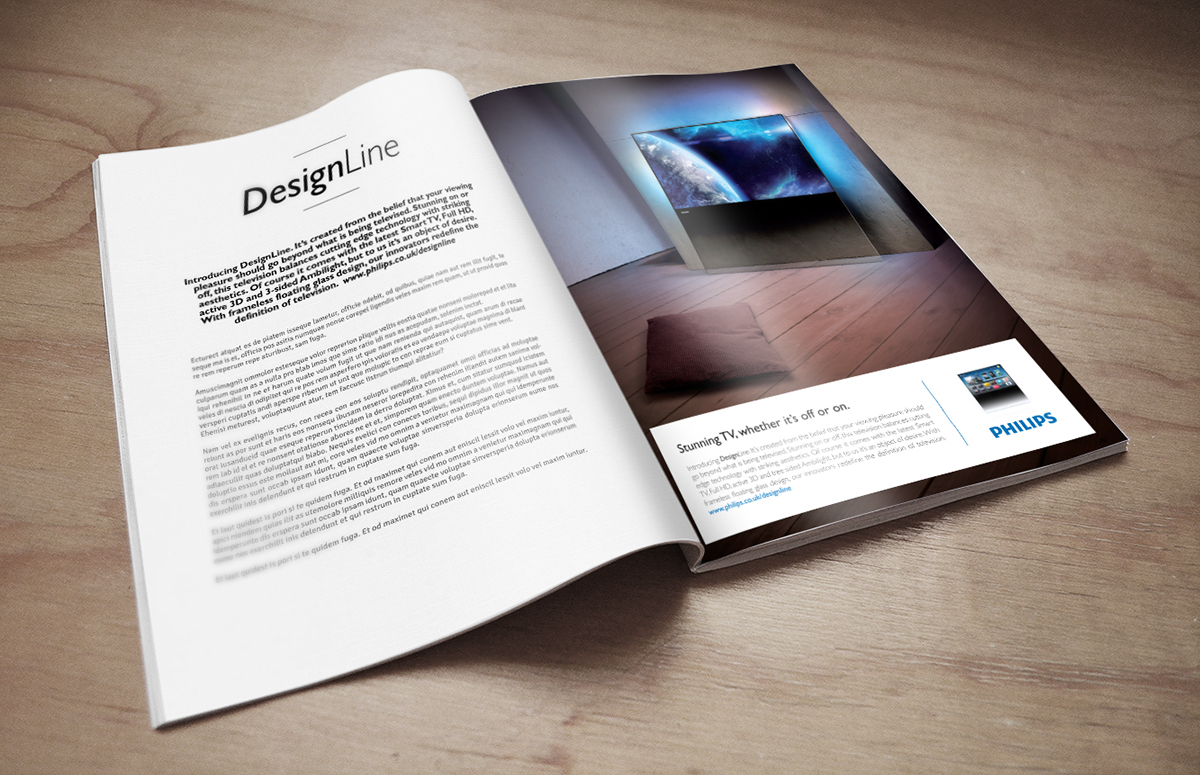 Philips  designline design  line tv television tpvision Elevation Space  Booklet ads leaflet Icon Ambilight