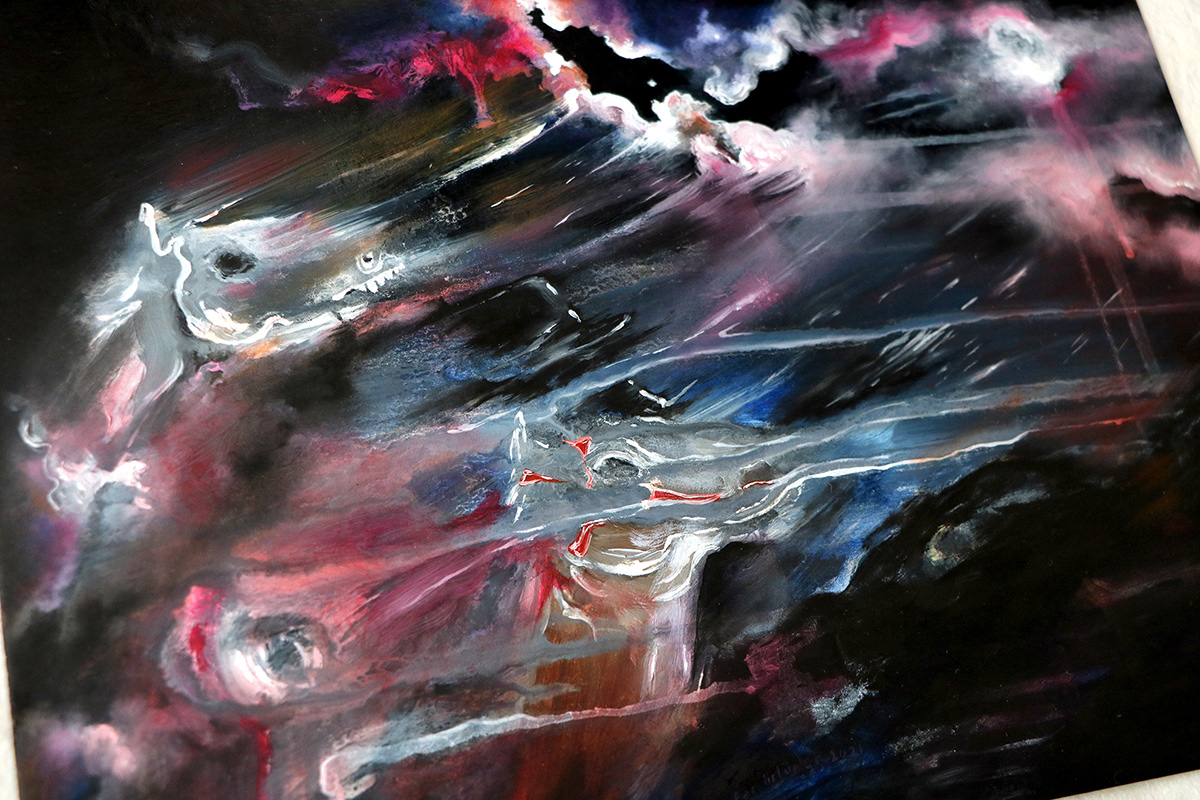 book illustration clouds Editorial Illustration fanart fantastic night milky way nebula night Oil Painting stefan zweig