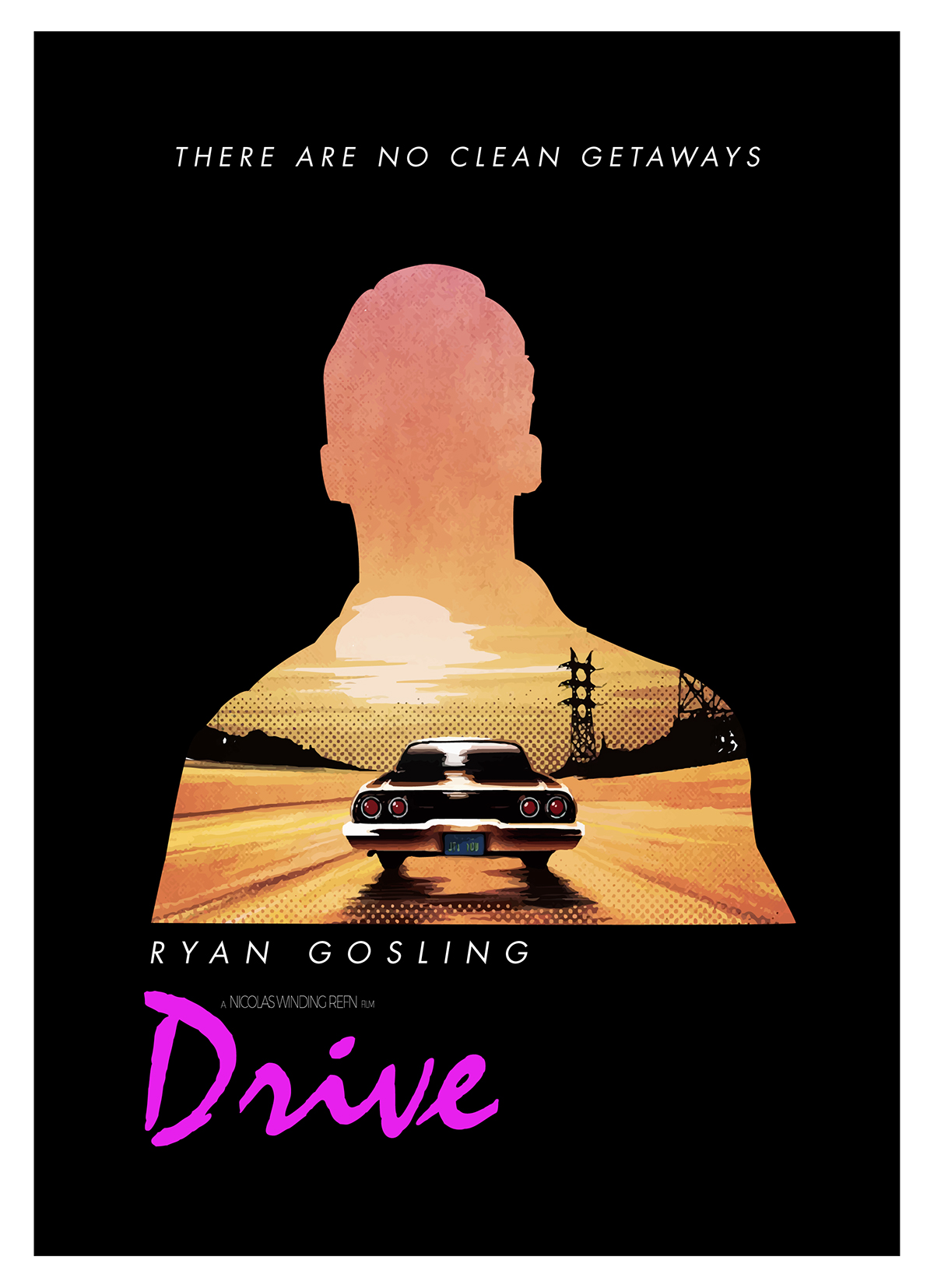 graphism montage Movies drive Illustrator photoshop affiche poster strasbourg france Cinema films design Ryan Gosling car