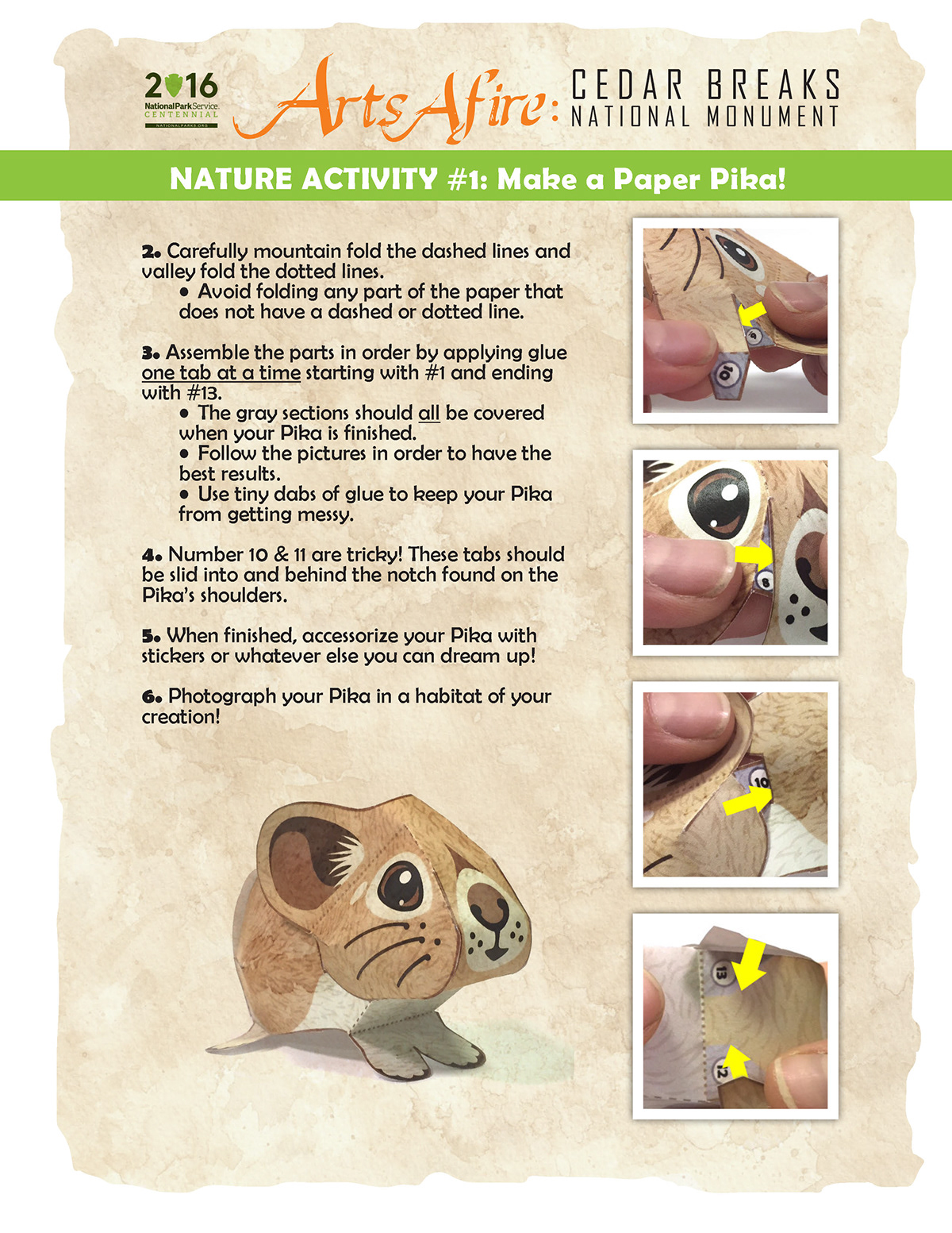 activity art project craft instruction sheet kids kirigami Nature paper craft wildlife