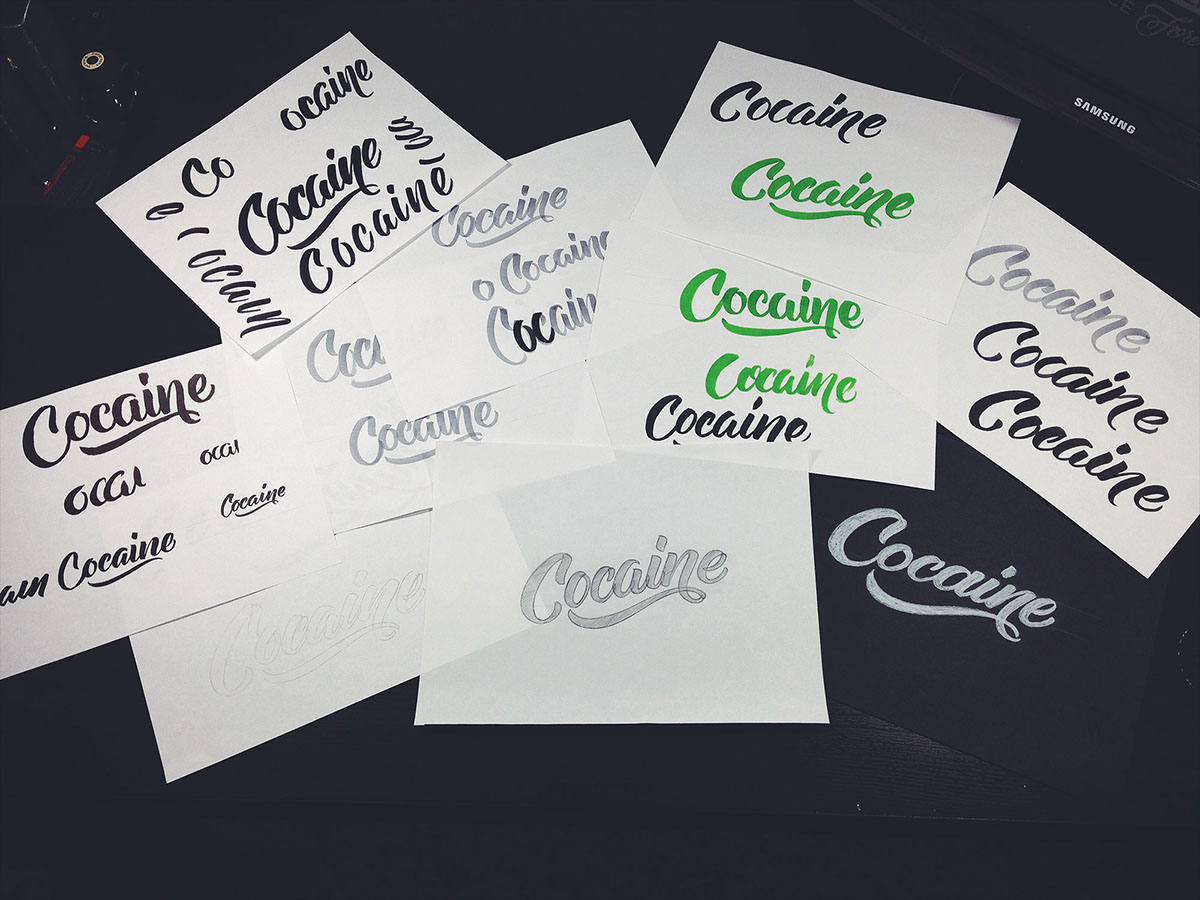 lettering glass Script sign painting cocaine Madison paint type