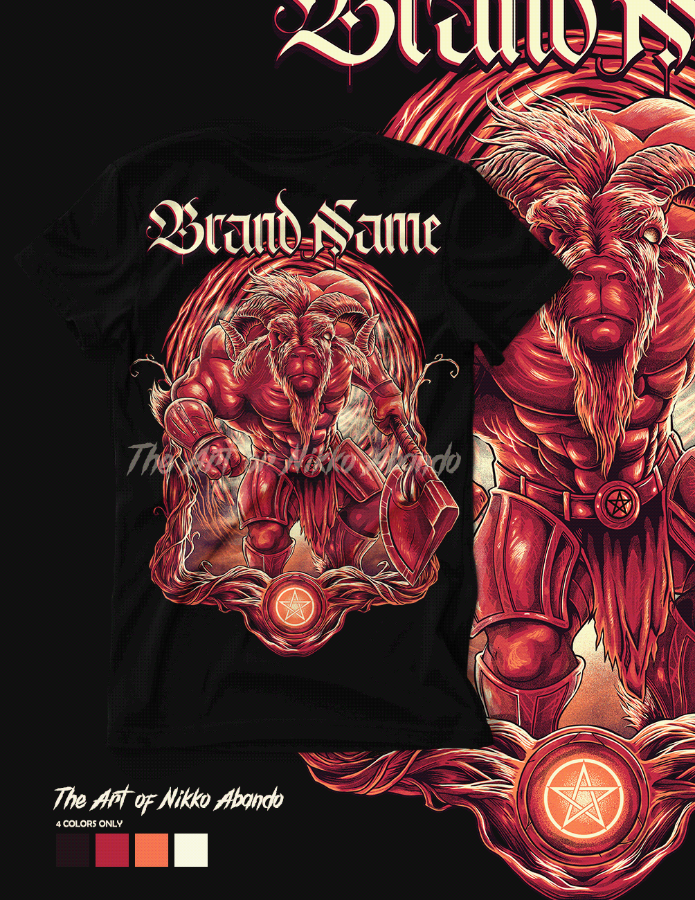 devil heavy metal ILLUSTRATION  laflamme Megan Mushi minotaur orbus deadsign photoshop Tshirt Design vector