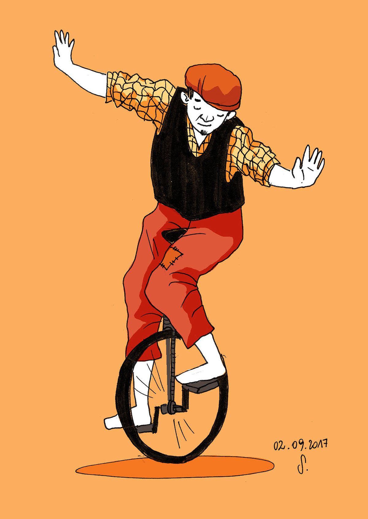 Circus circo Monociclo unicycle arancione orange Character personaggio equilibrio equilibrista