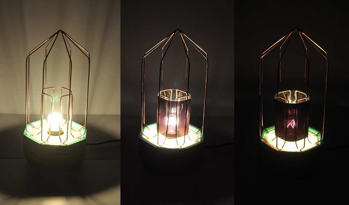 crystal gemstone light wood cork copper Light filter handmade