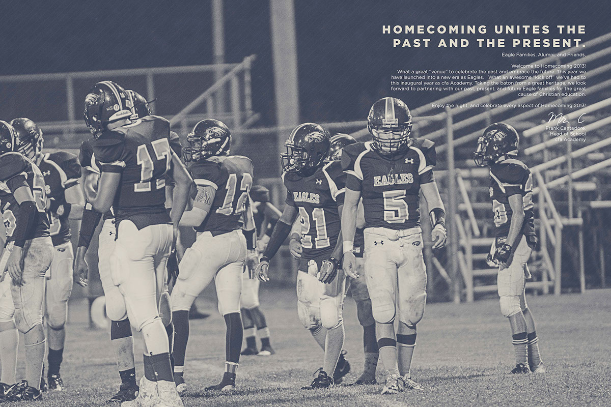 Homecoming Booklet book design Layout spreads print football sports High School