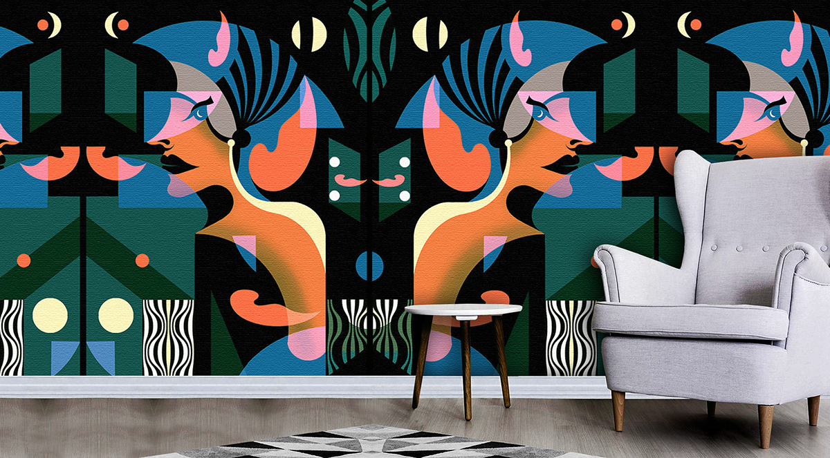Fashion  luxury contemporary Wallpaper design pattern design  face Interior pattern pop walls