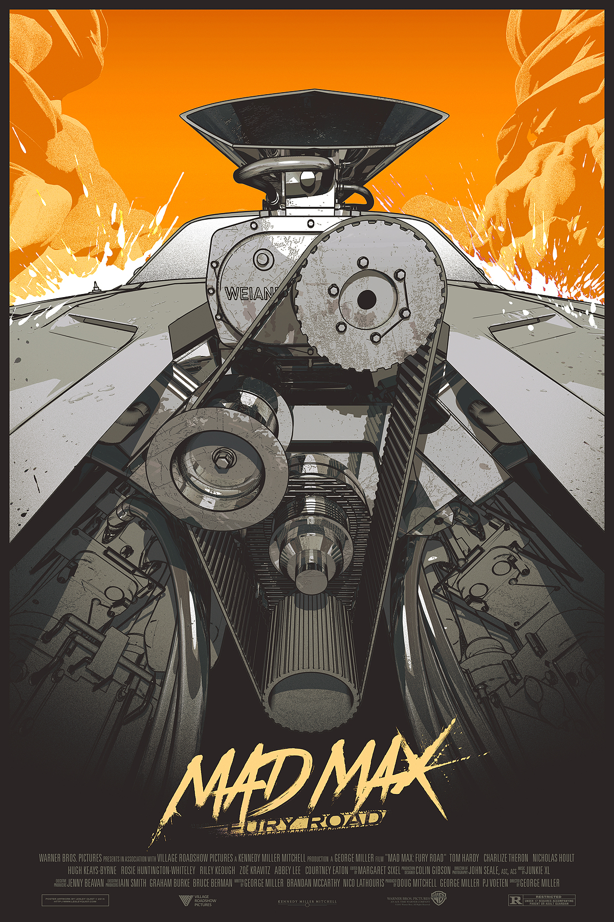 Mad Max Fury Road movieposter vector lineart post-apocalyptic supercharger