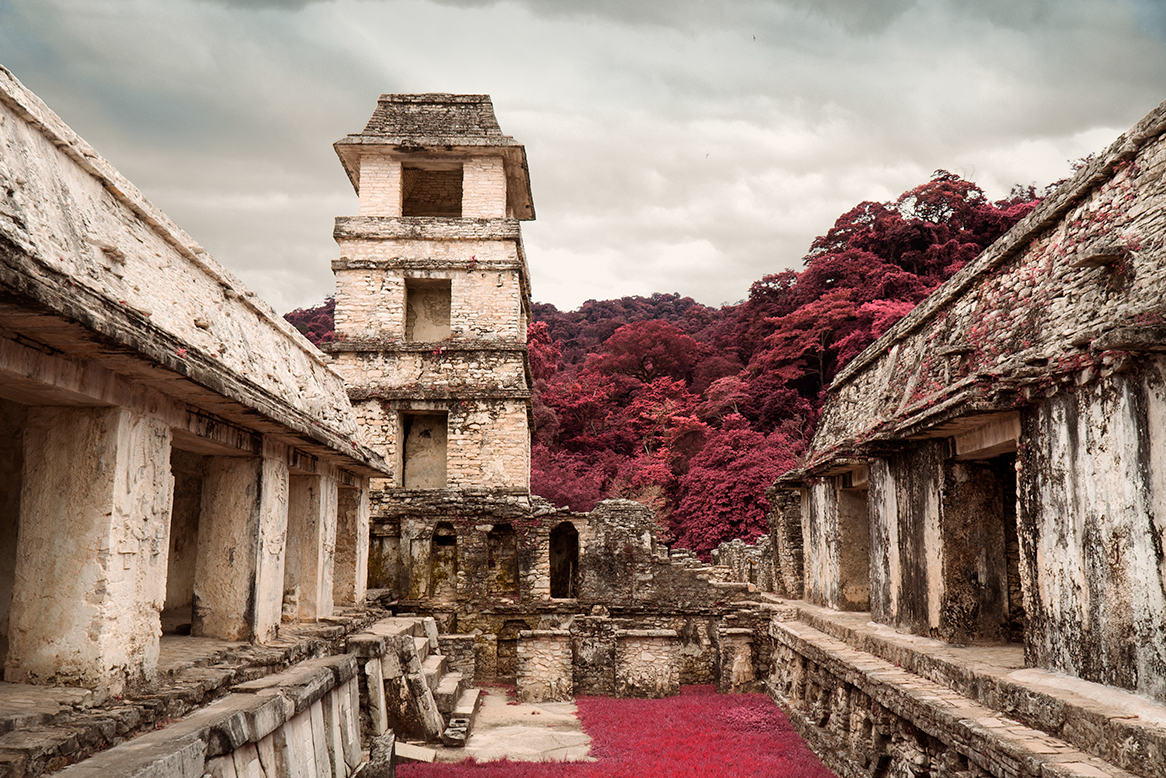 Palenque chiapas IR infrared mexico Ancient architectur ruins