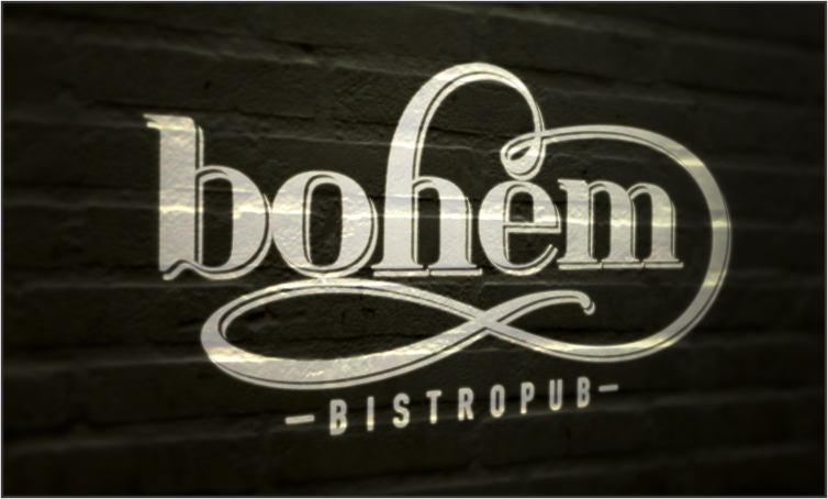bohem bohemian pub bistro gastro Food  beer Coffee wine logo Stationery brand red black