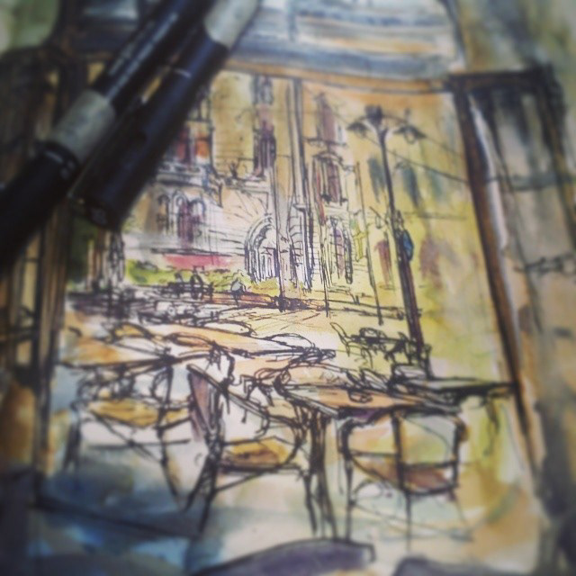 sketchbook Watercolours Travel budapest ink observation Cars trains planes imagination irish sketching