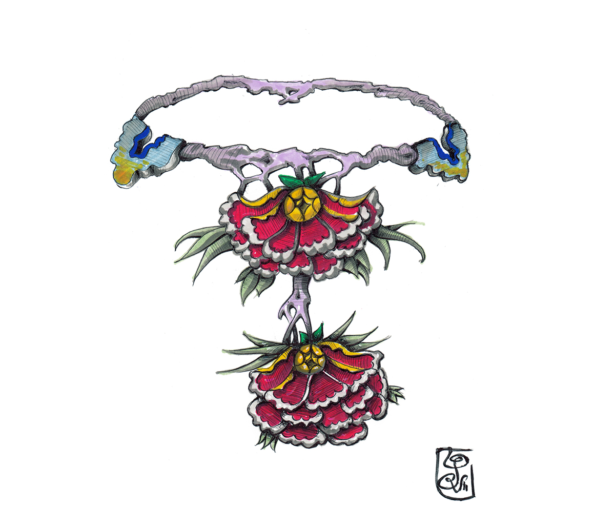 Colored Fantasy Necklace Drawing on Behance