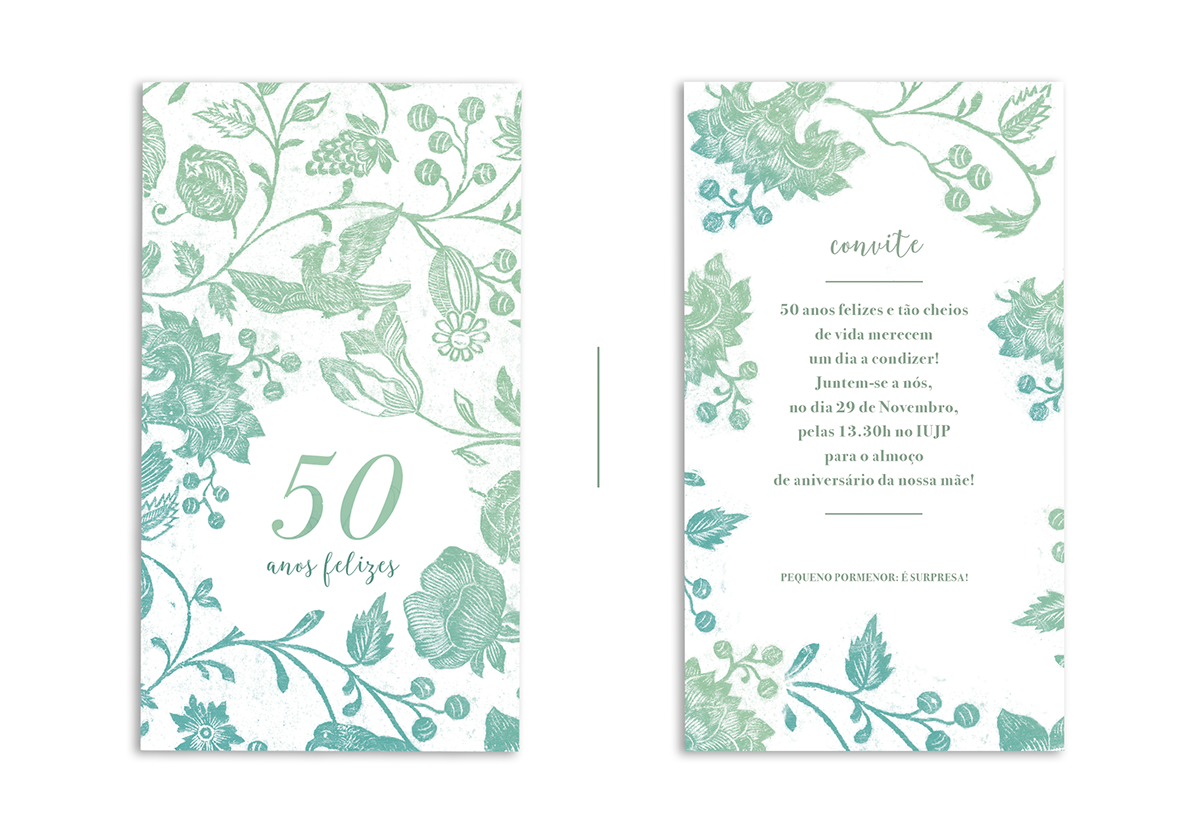 graphic design Invitation convite 50anos Birthday card postcard