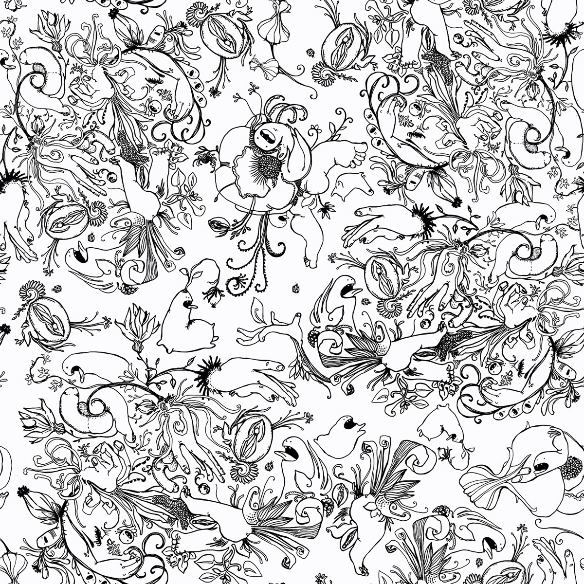 Repeat Pattern Textiles monsters floral feet Flowers