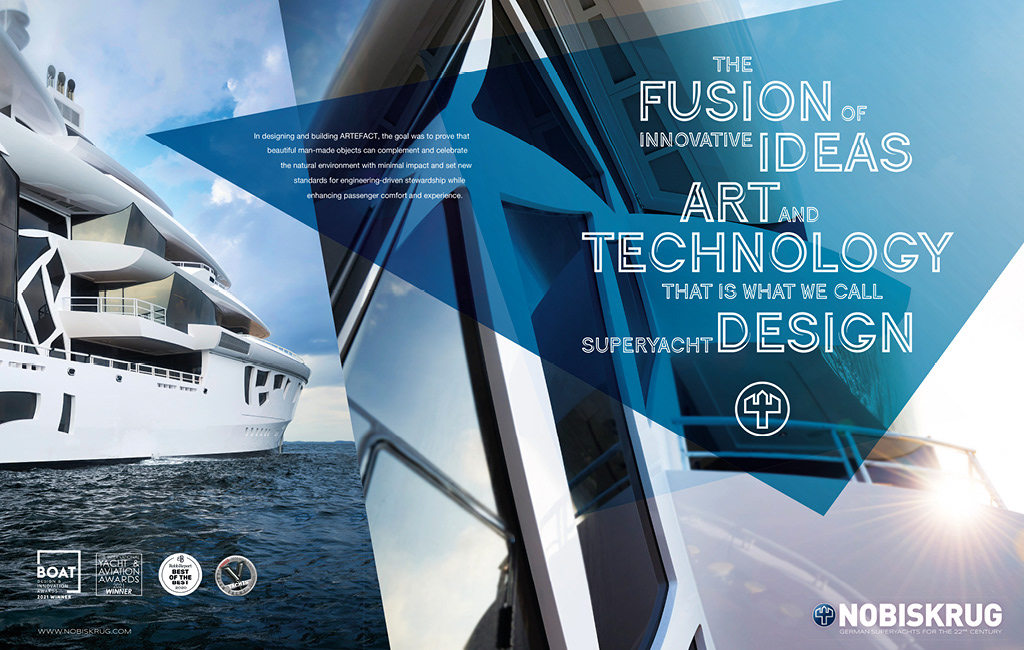 Advertising  boat Campaign Design luxury Nobiskrug shipyard superyacht typography   yacht Yacht Design