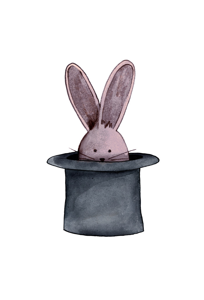 rabbit hat bunny trick Magic   watercolor cute pink Tiny