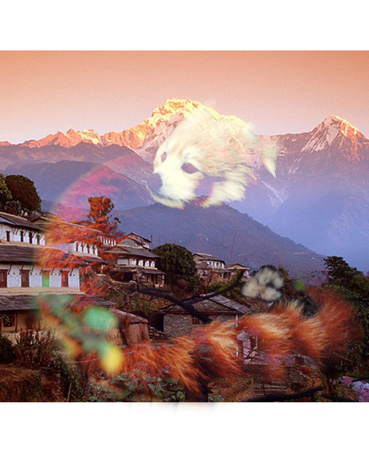 red panda double exposure nepal