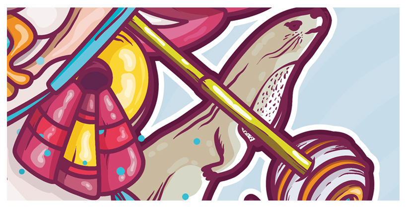 Illustrator vector festival otter colors art juchitan oaxaca