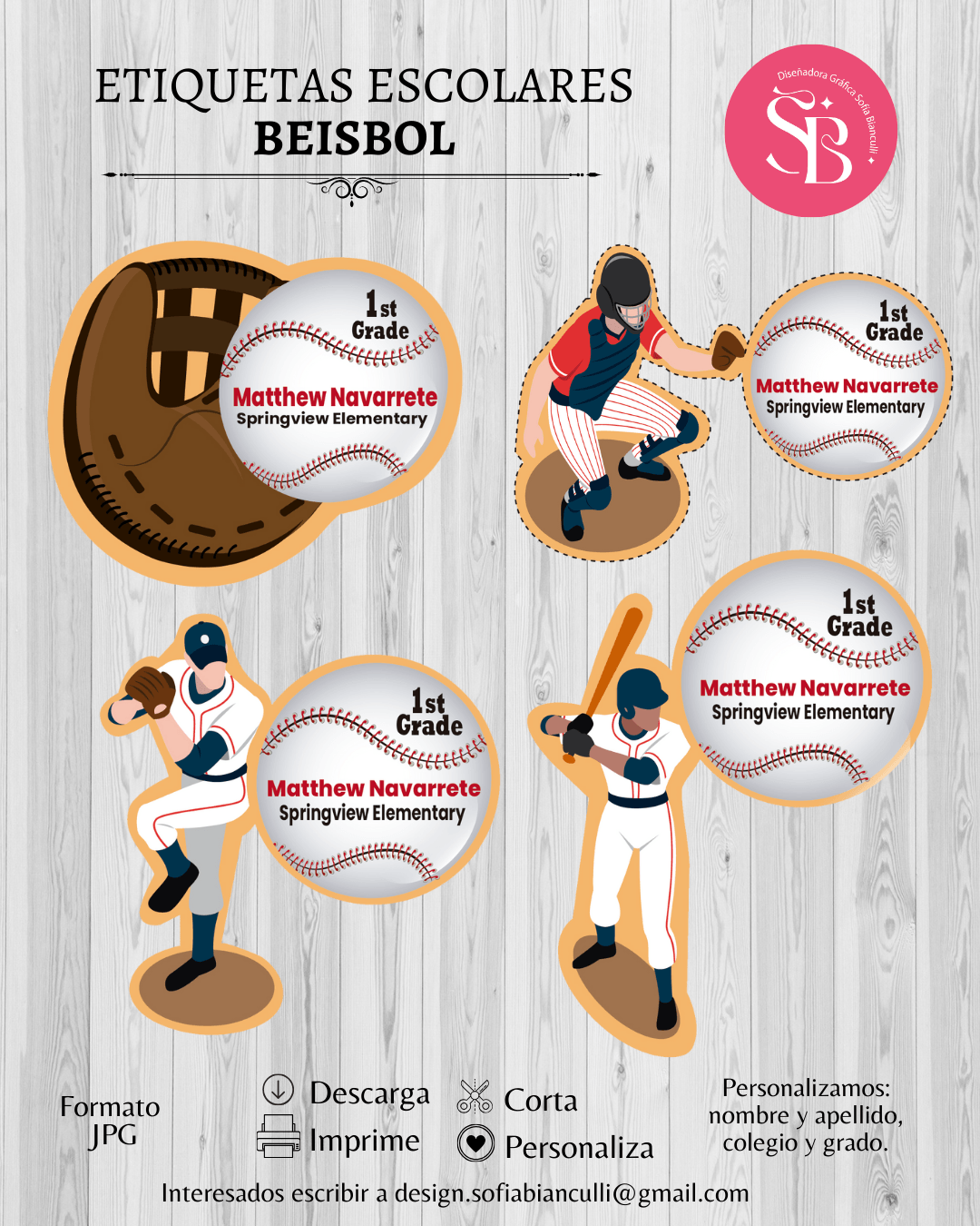 Etiquetas Escolares Personalziadas | Beisbol - Baseball