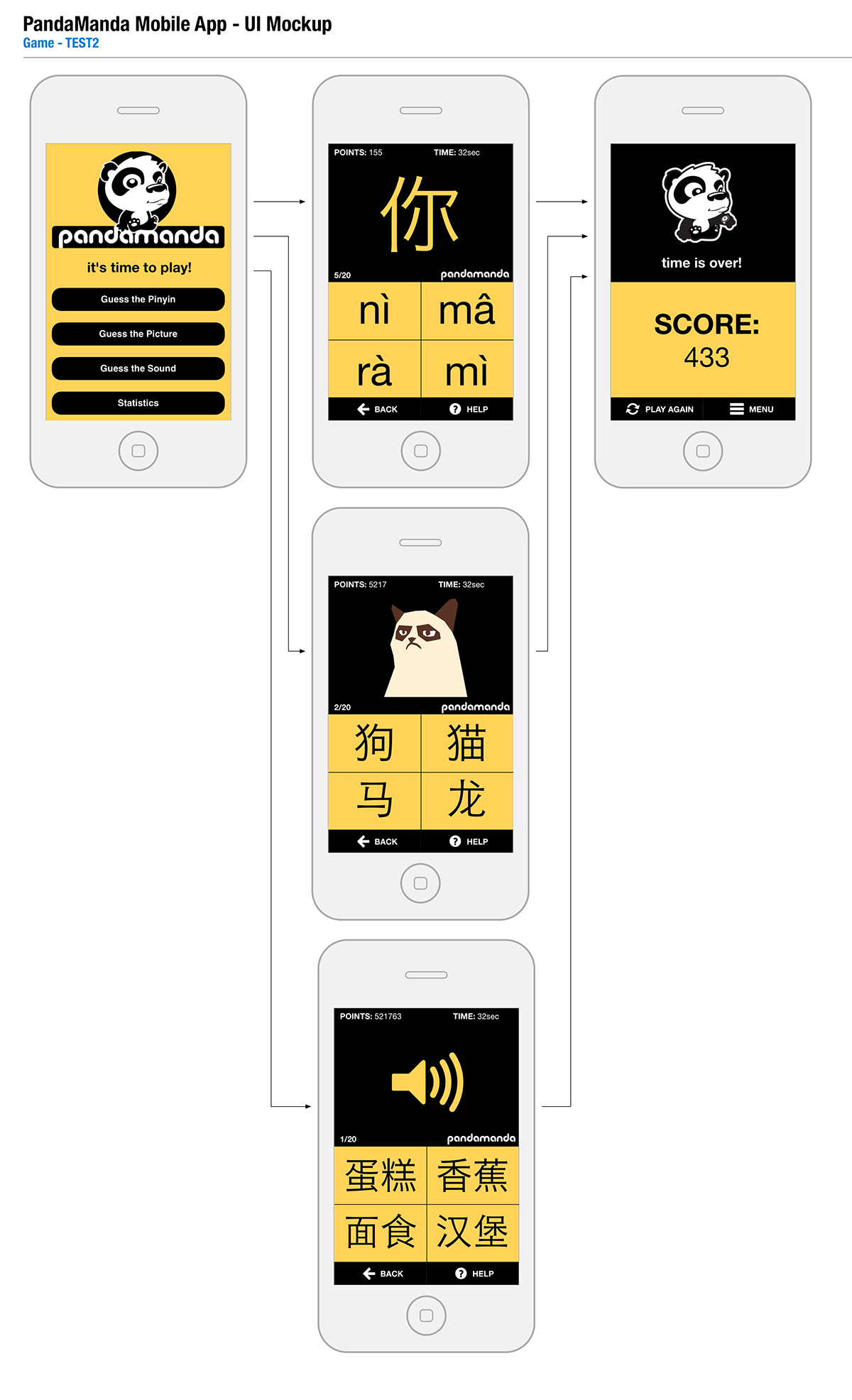 Panda  Website UI ux mobile app chinese mandarin learn Mockup mockups teach lesson