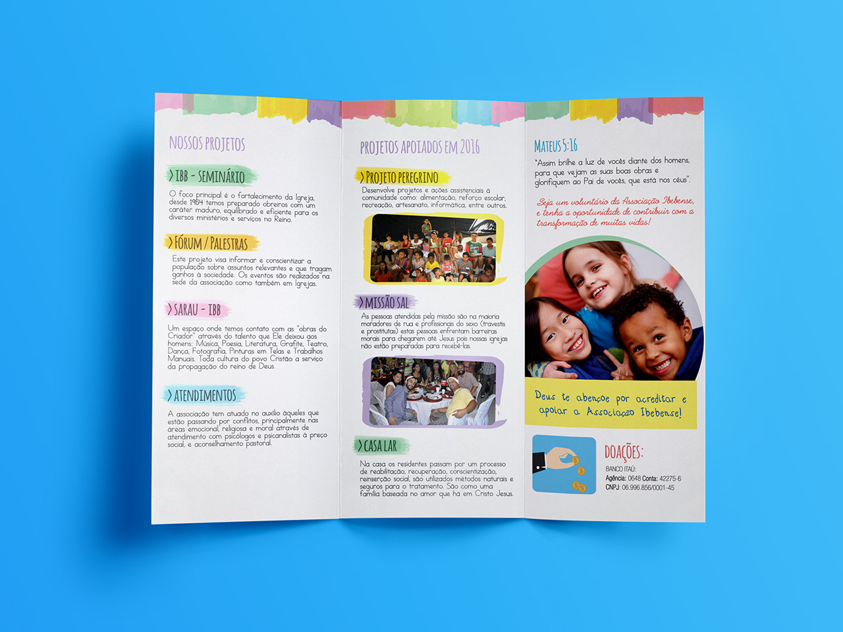 design grafico graphic editorial folder trifold social charity donation Christian social project