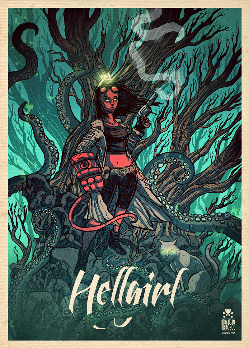 hellgirl Hellboy mignola devil woods dark tentacle ink comics horse