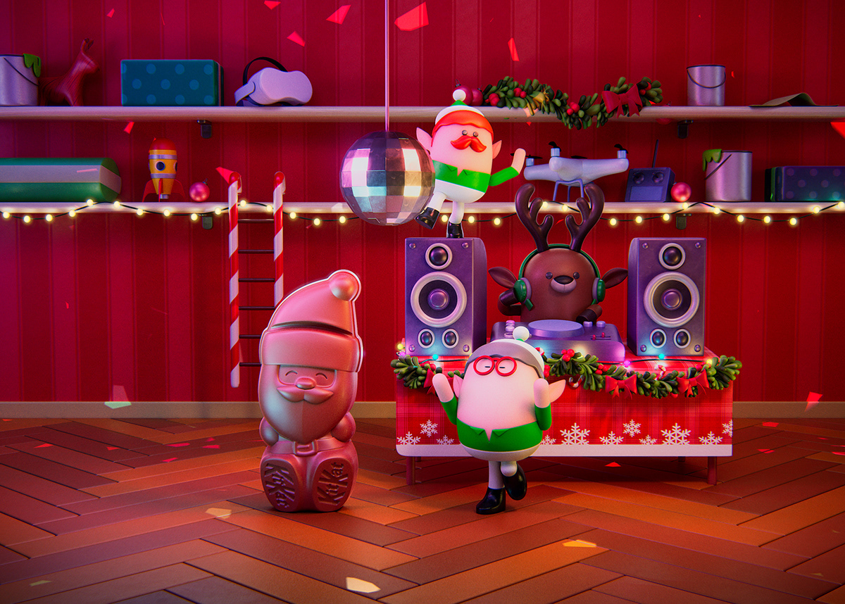 Advertising  character animation Character design  chocolate Christmas elf kitkat santa