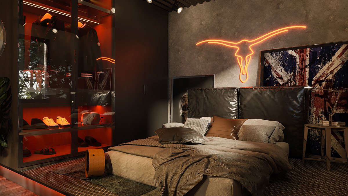 3dsmax architect bedroom Behance corona design Interior LOFT Render vray