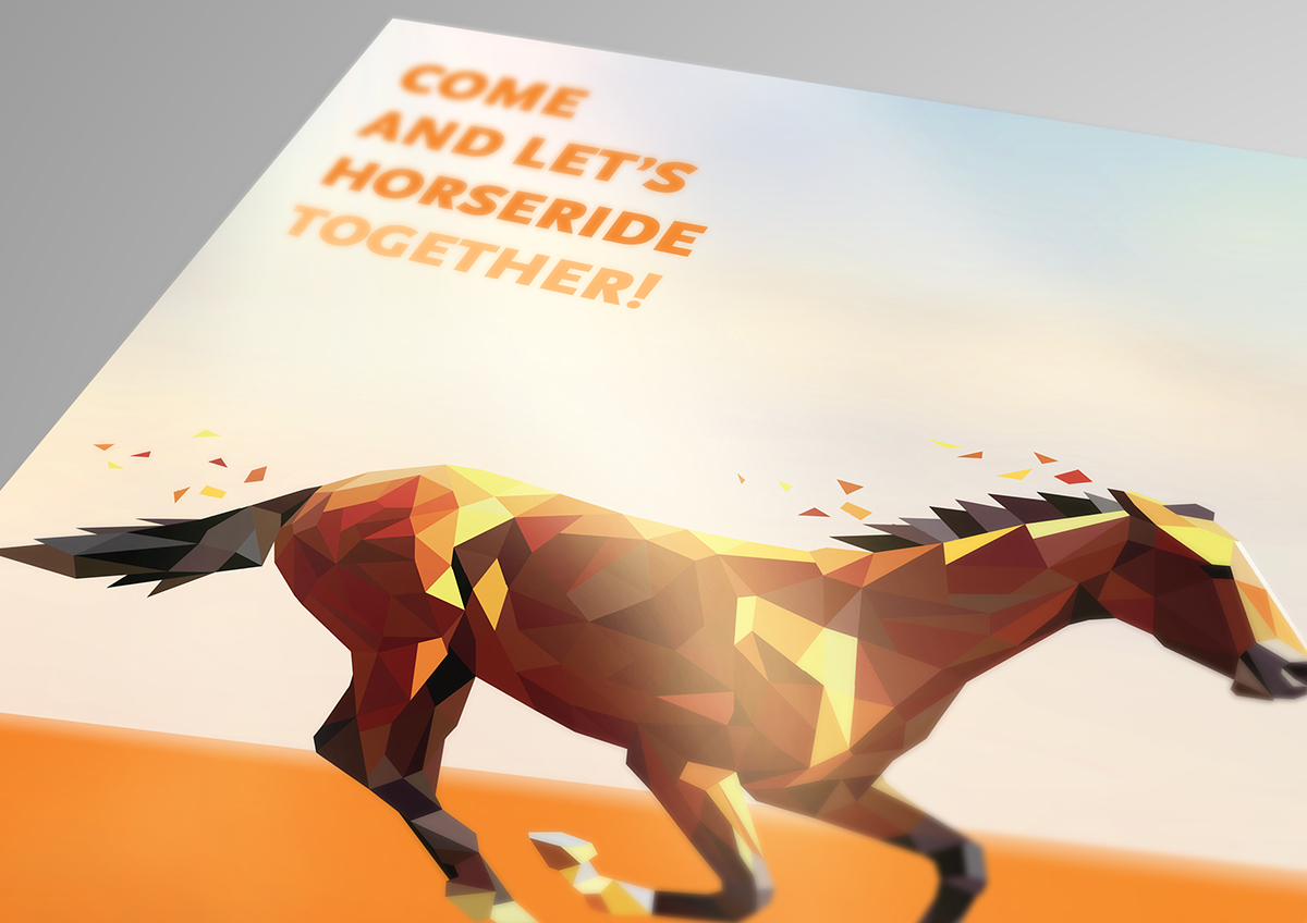 horse polygon cheval equitation triangle geometry typo poster affiche page paper papier animal riding colors