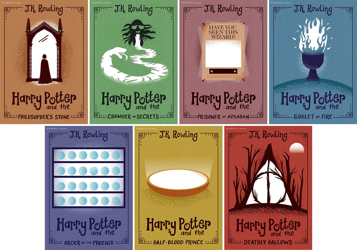 harry potter jk rowling cover remakes chamber of secrets philosopher's stone order of the Phoenix Goblet of Fire deathly hallows Half Blood Prince prisoner of azkaban