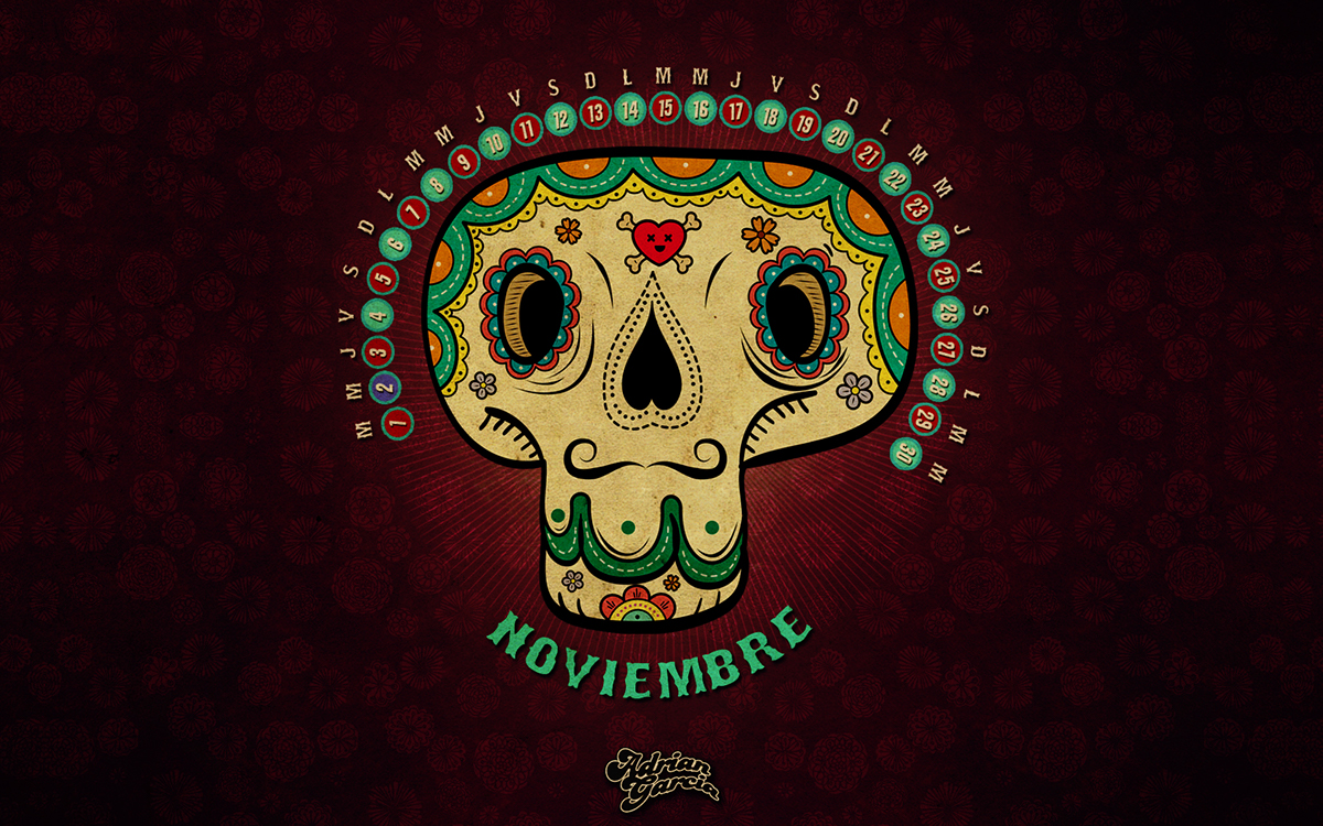 Calaveras skulls mexico Mexican colores colors robots Retro vintage Capulina noviembre November illustrations
