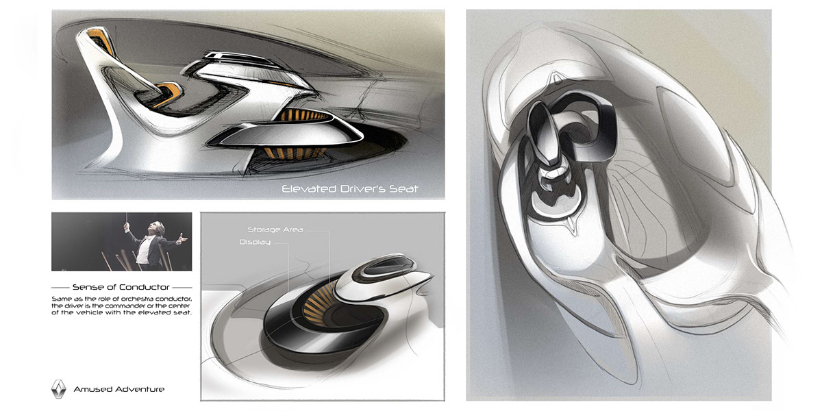 automotive   design car Interior concept renault amused adventure Project