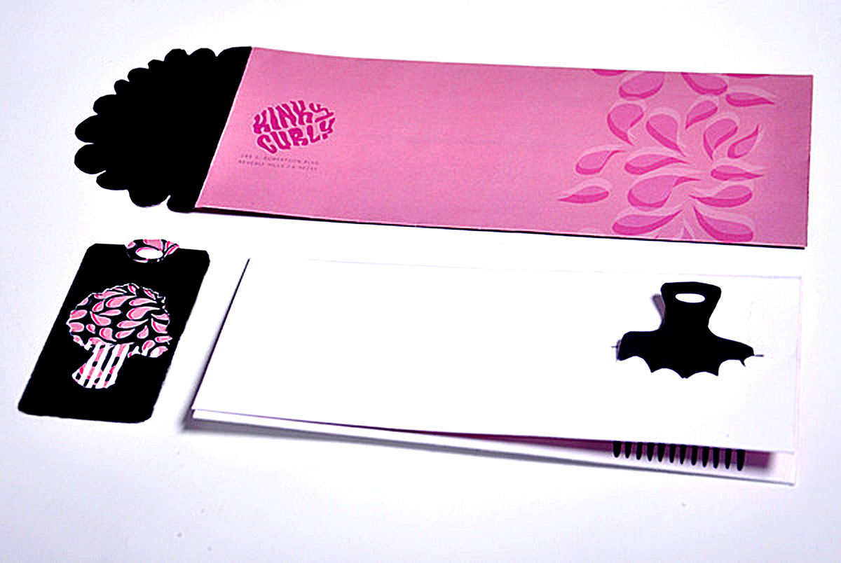 Kink-Curly brand  hair care Ethnic business set  envelope  letterhead business card
