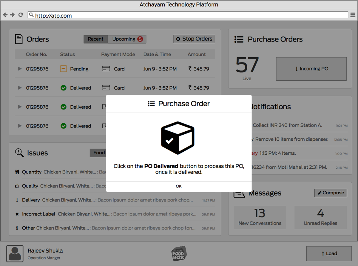 visual design dashboard user interface digital design design atchayamfoodbox Atchayam Food  vending information outlet