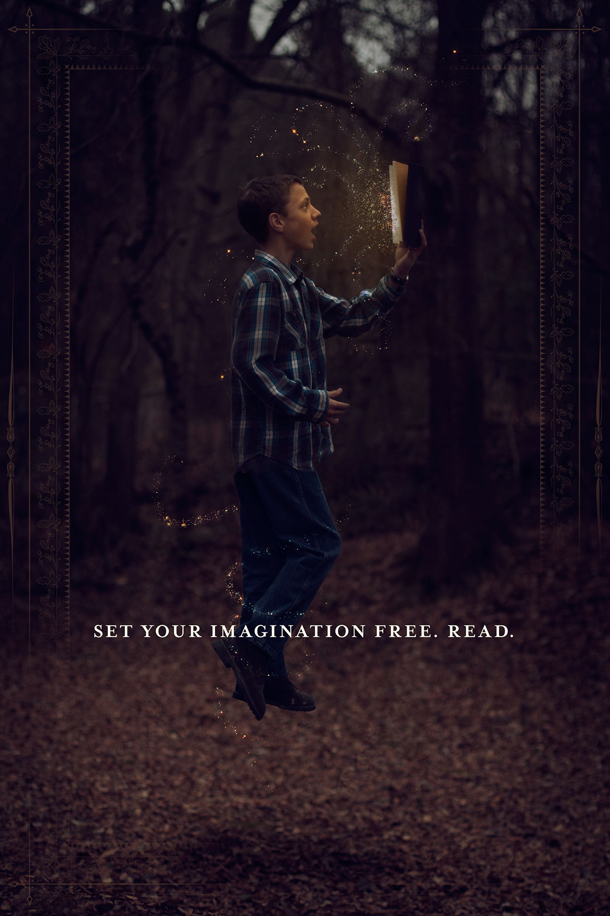 photo manipulation Awards American Advertising Awards Addys children Reading imagination campaign photoshop levitation once upon a time read