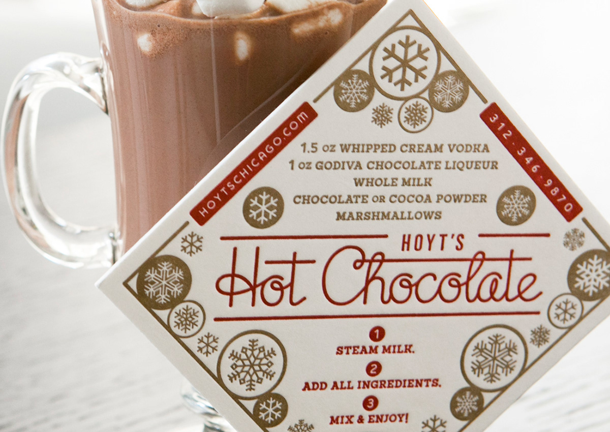 Hoyt's chicago Hot Chocolate coaster letterpress winter