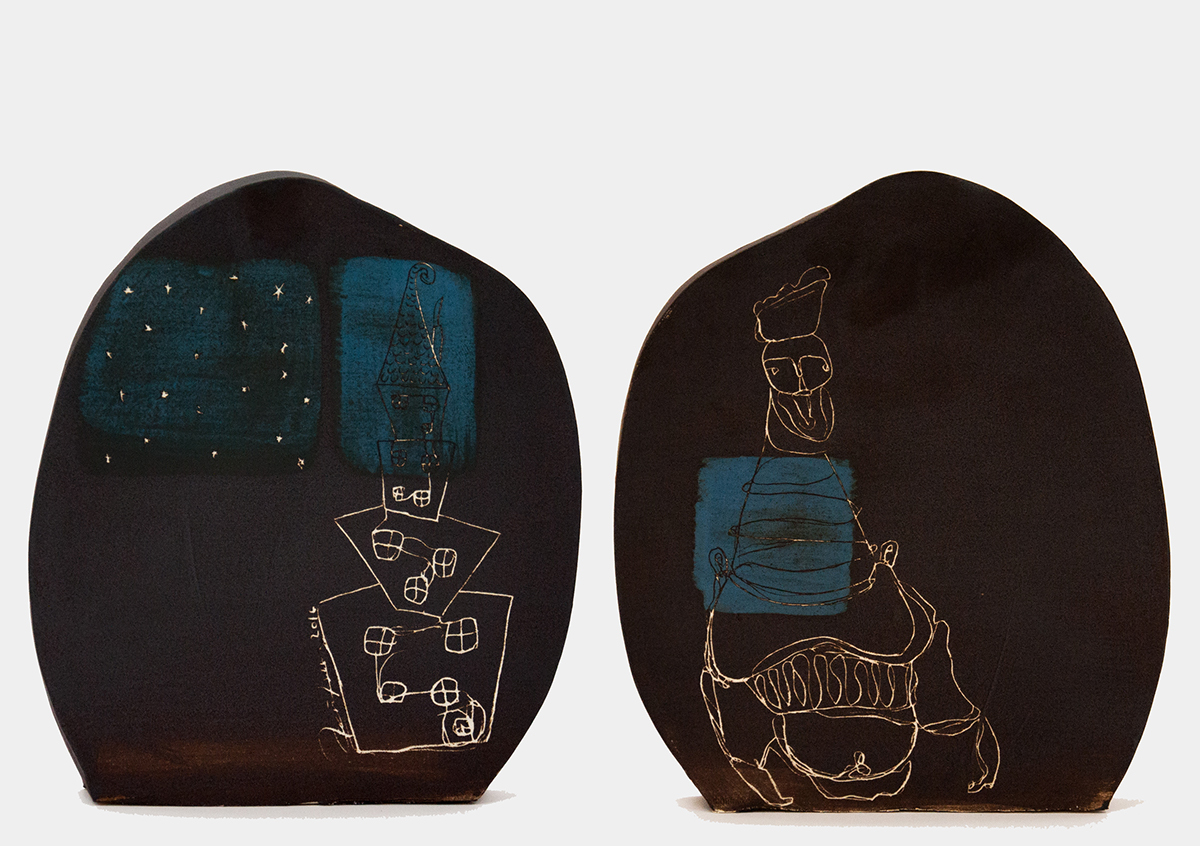 ceramics  dream blind drawing sleep sgraffito slip stoneware