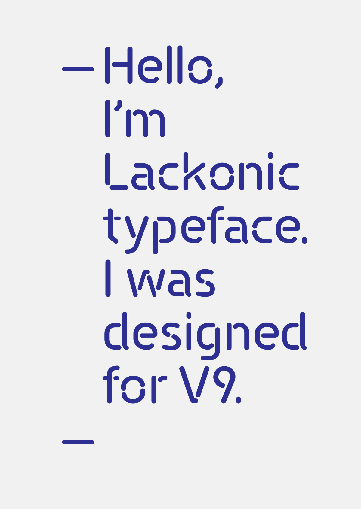Lackonic stencil font type Display tubular Typeface