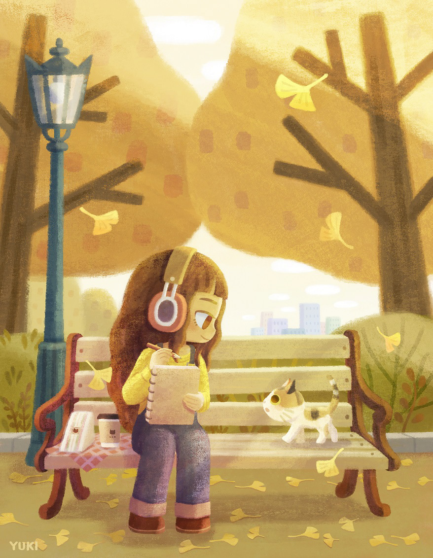 autumn illustration Character design  concept art cute digital illustration kawaii Outdoor autumn Fall