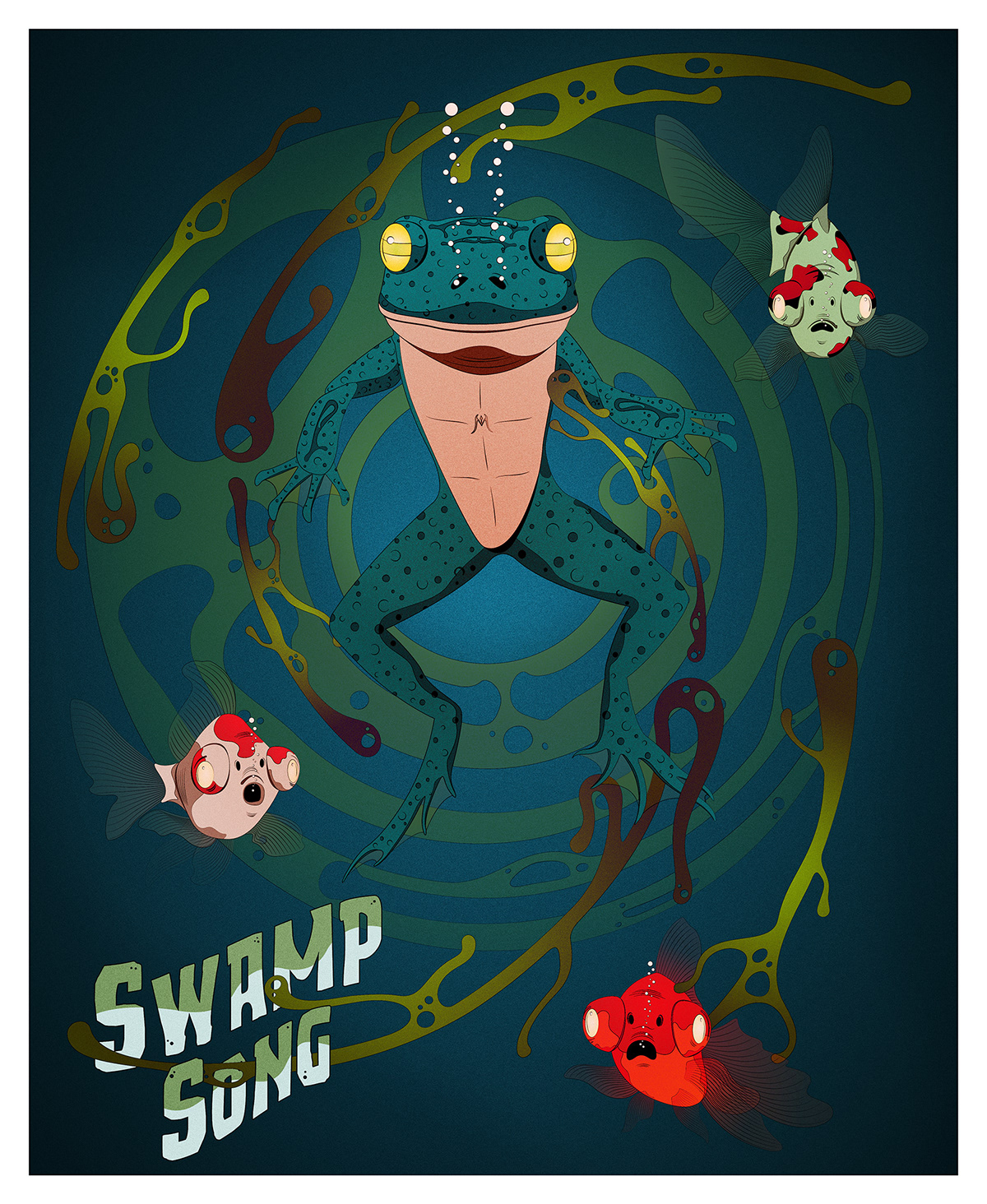swamp song frog toad fish blind Character ILLUSTRATION 