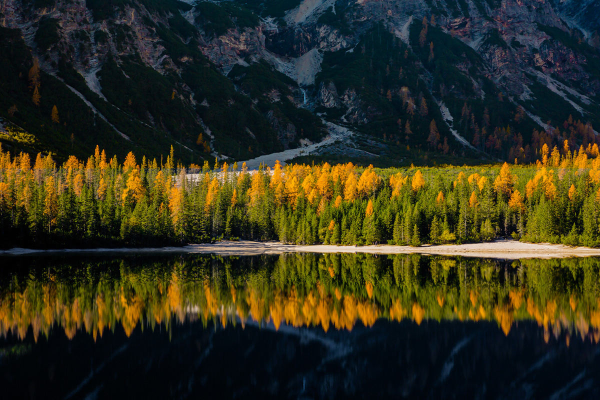 autumn alps dolomites lake mountain Italy Travel Europe Landscape