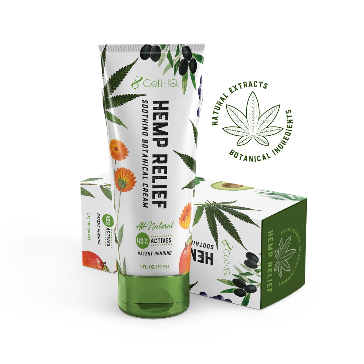 Botanicals Extracts CBD cream energy shot bottles Hemp Relief inspire Nutritional Health pantone colors powdered drink mix Tube packaging vitamins and minerals