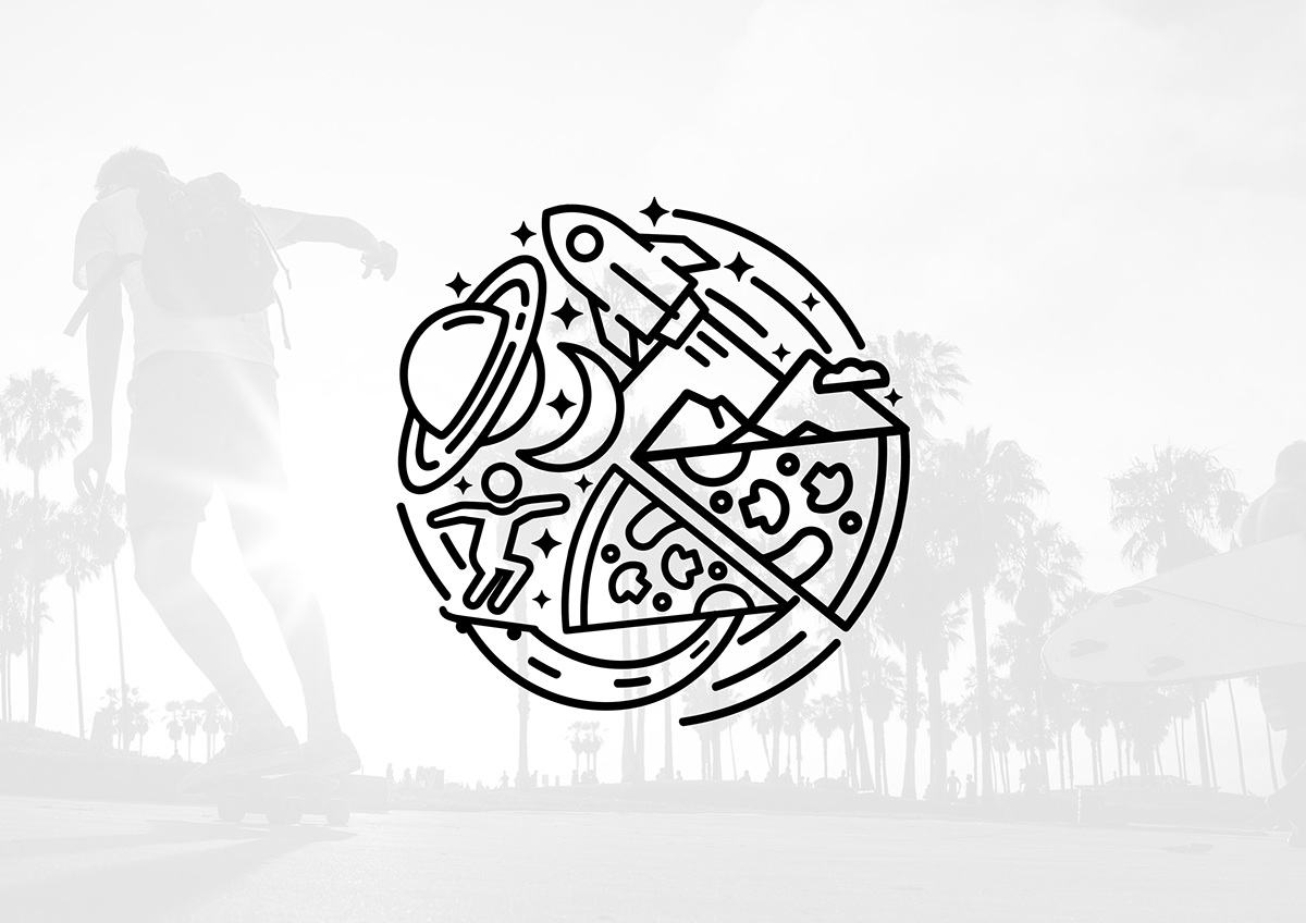 Clothing logo Icon design Pizza skateboarding