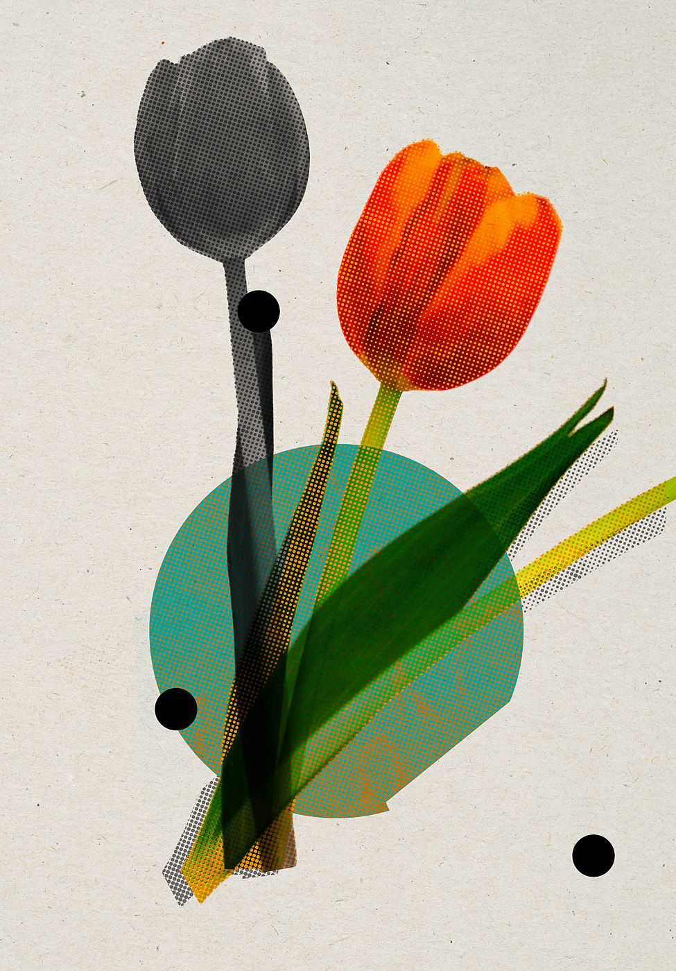 collage digital flower Nature sweet wood dots cut paperworks itchi Love digitalart Illustrator