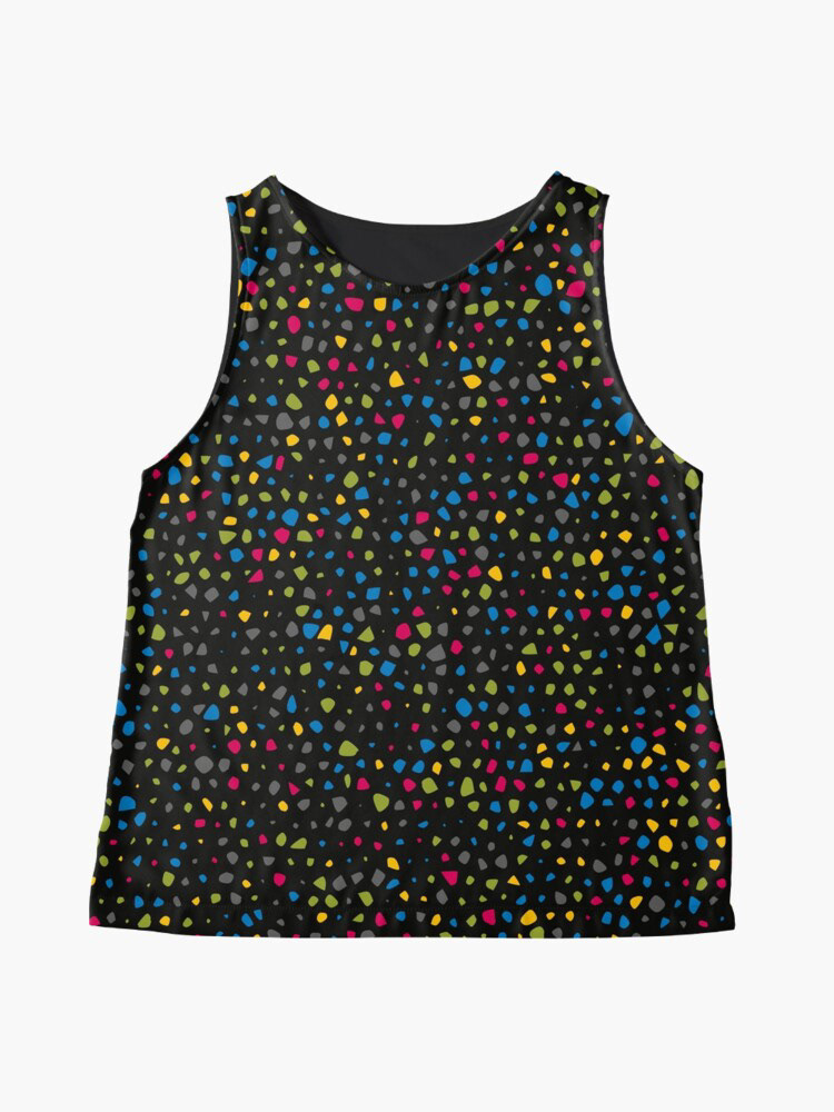 colourful terrazzo speckle pattern black sleeveless top