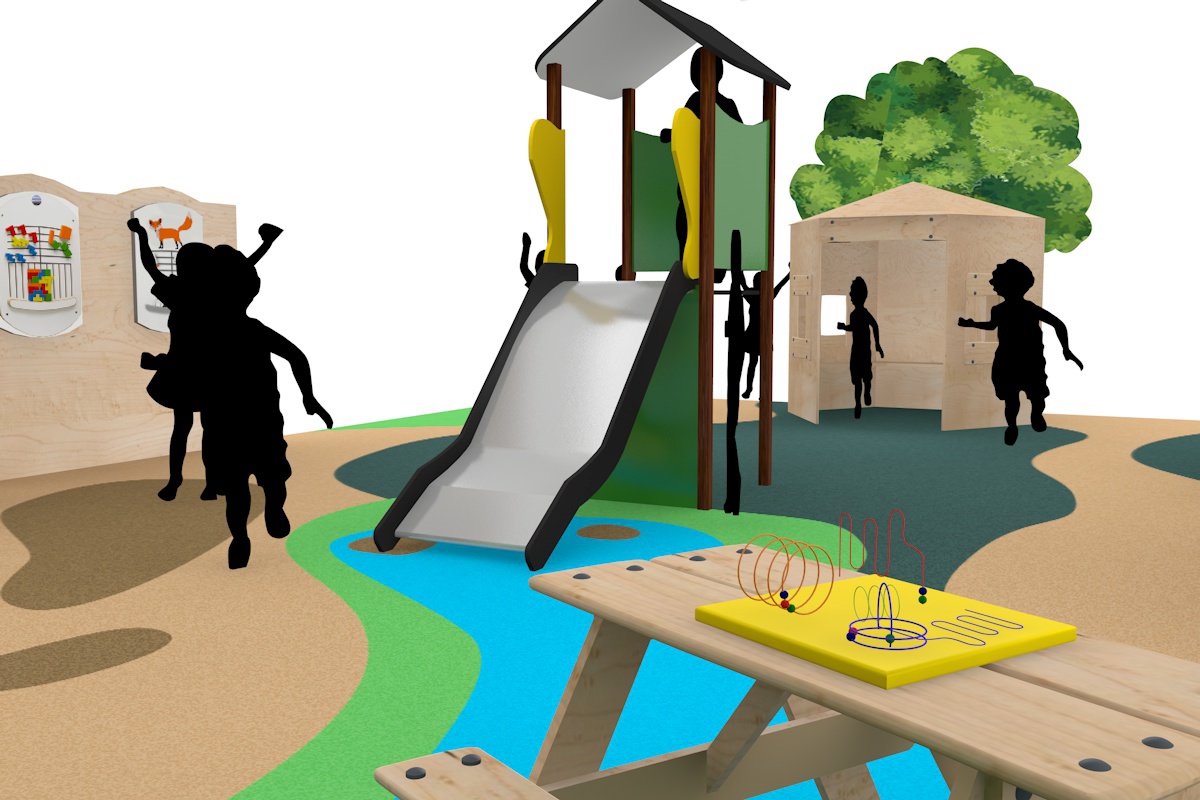 children play area kids game zone green yellow blue screen light parc design Exhibition  Behance